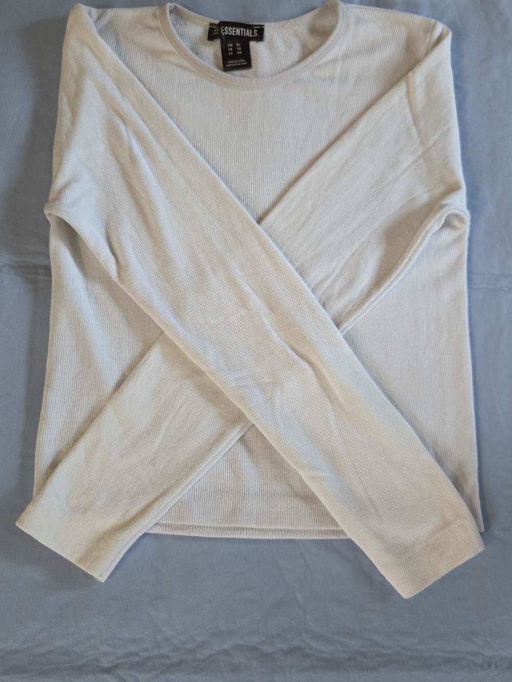 Essentials Women's Cream Ribbed Crewneck Sweater Top